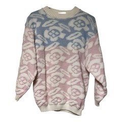 Vintage 70s Women’s Colorblock Textured Crewneck Sweater Size Small 100% acrylic