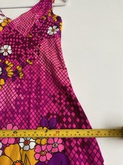 Vintage 60s Alfred Shaheen Hawaii 10 Long floral dress Neon Pink Barkcloth