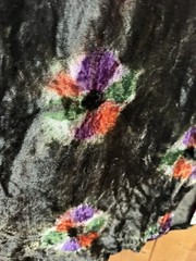 VTG ’70’s Psychedelic Crushed Velvet TIE DYE SKIRT W- 24 LONDON RIC RAC 2XS