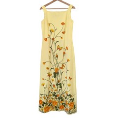 Vintage Alfred Shaheen Yellow Floral Butterfly Maxi Dress 50s 70s Hawaii 12