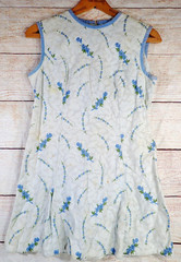 🌸 Vintage 60s L’Aiglon Blue Embroidered Mod Gogo Micro Mini Dress Tunic (S/M)