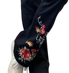 Christian Dior Vintage 2001 Embroidered Pants #36 Button Black Silver 105957