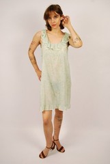 60s Floral Nightgown (S) small mint green vintage Montgomery Ward cottage lolita