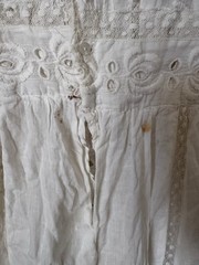 Antique Edwardian Victorian White Cotton Lace Semi Sheer Dress