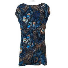 Linda Segal Vintage 1990’s peacock abstract print empire waist mini dress S