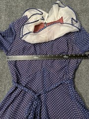 Vintage 60s 70s Polka Dot Blouse Ruffled Sleeves And Collar Ladies Garment