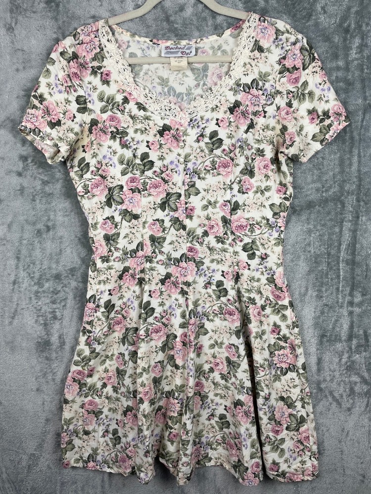 Vintage Dress Size 7/8 Crochet Trim Country Romance Floral Cottagecore Prairie