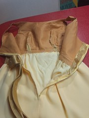 True VTG Mid-century MOD 1960s Two-piece Gold Brocade Evening Gown & Long Coat M