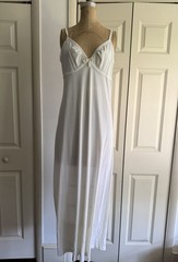 VTG 60’s Bonwit Teller Cream Nylon Maxi Gown Slip Dress Palest Butter Yellow S/M