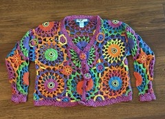 90’s Vintage Colorful Grandma Crochet Long Sleeve Sweater