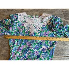 Expo Floral Dress 8 Vintage 80s USA Cottagecore Cottage Prairie Lace Shabby MIdi