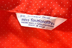 VTG Women’s Miss Fashionality Top 1960s Roll Tab Sleeve Red Polka Dot USA 9/10