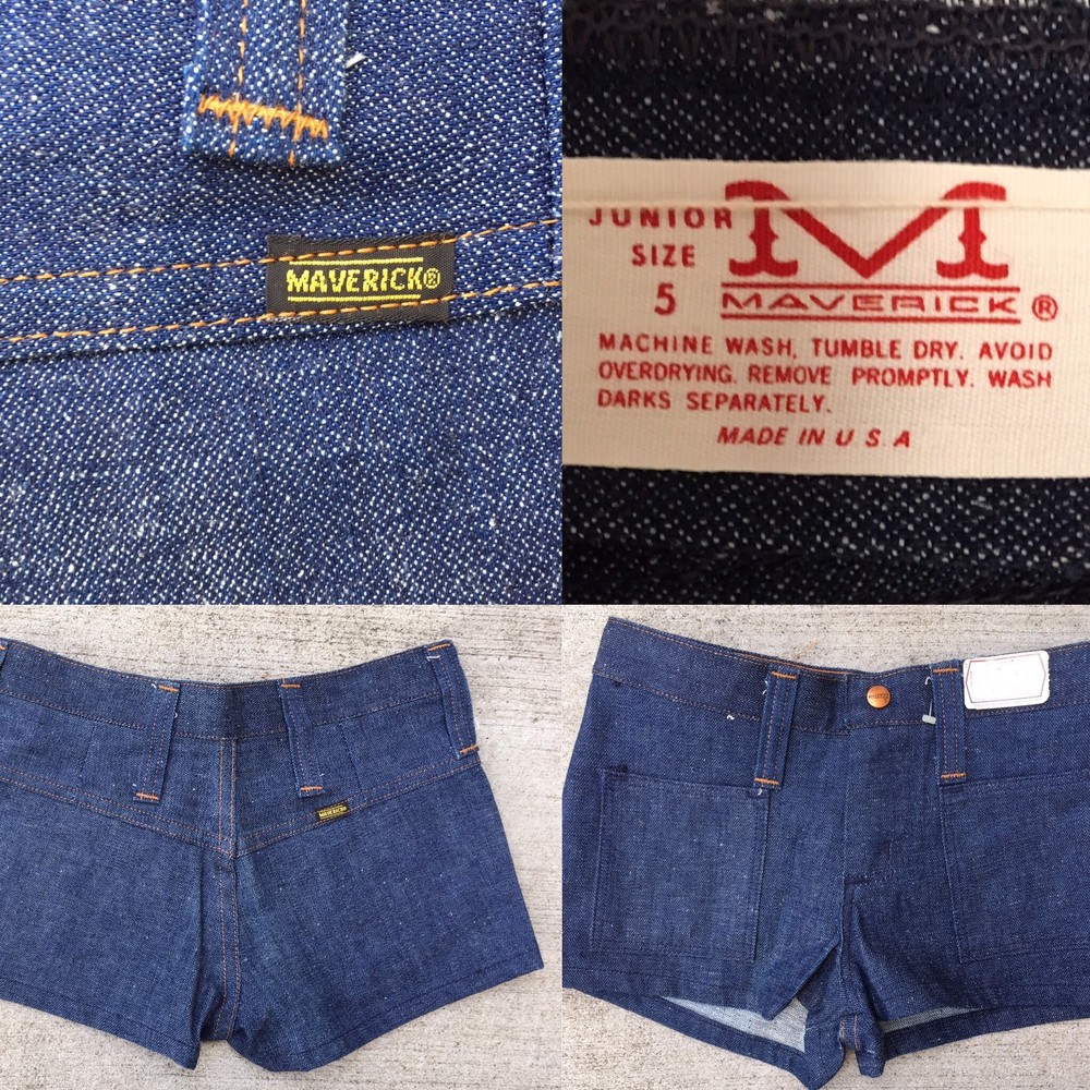 Vintage Maverick Jeans Denim Short Shorts Cowgirl Festival Size 5 27.5 Waist
