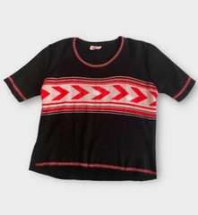 Vintage Miss Scotch English Womens Sweater Short Sleeve Knit Boxy Preppy