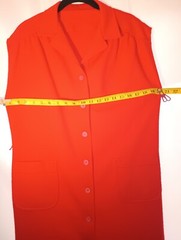 60 – 70’s – Handmade Solid Red Dress – Size 14 – Nightgown Housecoat Vintage