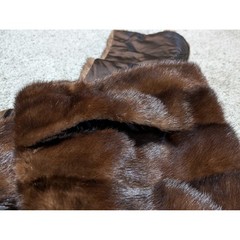 Pinneke Furs Womens Brown Vintage Mink Fur Wrap Capelet Monogrammed MCM 4 Pocket