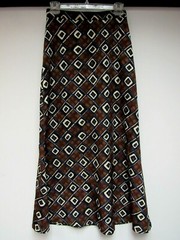 VTG STAR CCC A Line Skirt Checks Squares Dark Chocolate Navy Blue Beige M EUC
