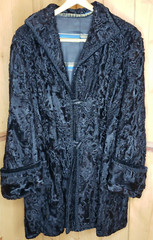 Vintage 1940s 50s Swakara Broadtail Karakul Astrakhan Fur Coat Silk Lined