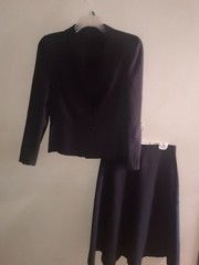 Vtg, Woman’s Skirt Suit With Peplum, Jacket ,A-line Skirt,Black,No Tags,80s