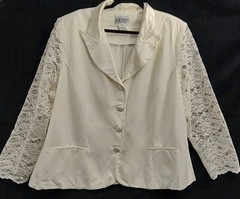 SL Fashions VTG Elegant Women Jacket Blouse Cream Lace Plus Size 22W USA