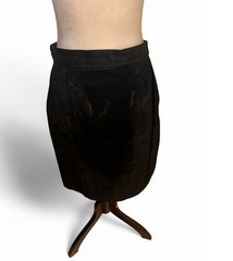 Rare Vintage 80s G-III Black suede midi skirt with button split back Size 11/12