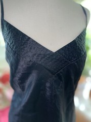 Vtg Lane Bryant Camisole Second Skin Satin Tank Top Pleats Navy Blue 22 24 3X