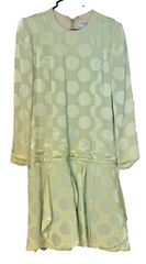 Vintage Original Sample CH by Carolina Herrera Mint Green Dot Drop Waist Dress S