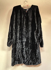 Vintage CP Shades Womens Black Crushed Velvet Shift Dress Long Sleeve Casual