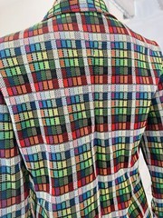 VTG 70s JC Penney Fashions Button Up Poly Tartan Plaid Shirt Top Wide Lapel M**