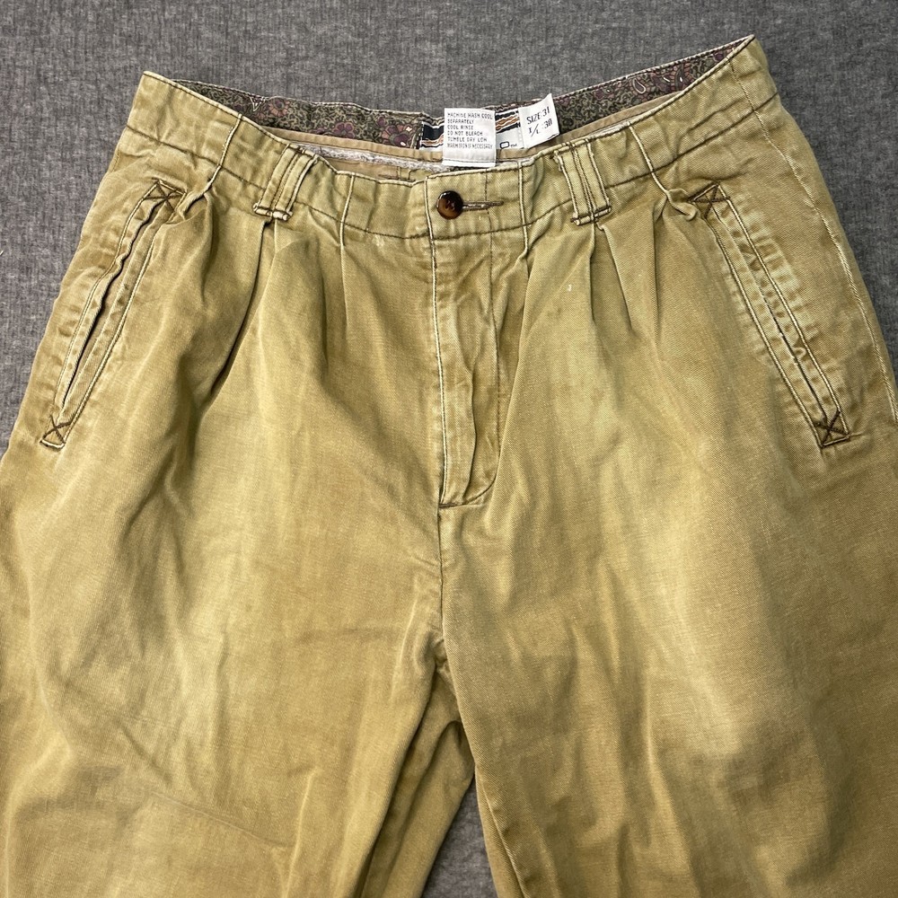 Vintage Bobbio Pants Womens Size 31 Brown Khaki Flat Front Retro Casual 80s