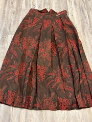 Vintage Geiger Austria Tapestry Midi Skirt Wool Blend Red Black EU 36 4/6