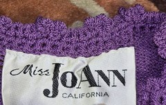 Vintage 70’s Miss Joann California Knit Crochet Dress Violet 10 NEW WITH TAGS