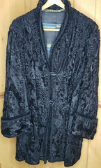 Vintage 1940s 50s Swakara Broadtail Karakul Astrakhan Fur Coat Silk Lined