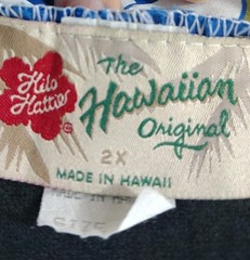 Hilo Hattie Hawaiian Original Muumuu 2XL Pedal Sleeves Blue White Hibiscus VTG