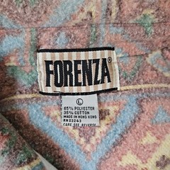 Vtg 90s Forenza Southwestern Geometric Drawstring Fleece Pastel Shacket Jacket L