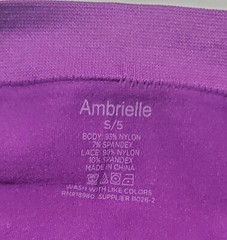 Satin Strech Bikini Panty Nylon Spandex Floral LACE Back 5/S Purple