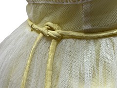 Vtg 50s Sz S Prom Dress Cupcake Yellow Satin 2 Layers White Net Tulle Dance Time