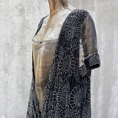 Antique 1920s Completely Beaded Flower Gown Silver Lamé Full Length Dress VTG