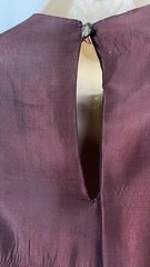 Vintage 1940s purple peplum midi dress XS red green plaid formal short sleeve