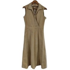 Vintage Wrap Dress Women Med Beige 60s Midi Cottage Preppy Coquette Neutral Mod