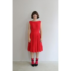 1950s Vintage Deadstock Ro-Nel Red Party Dress Women’s XXS to Extra Small 50s