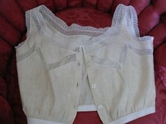 Sweet 1860-70 Antique Corset Cover Camisole Chemise Un-bleached Cotton S
