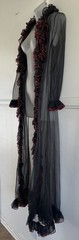 Vtg 1970s ‘80s SILVER ROSE 🌹 Sheer Nylon Black Red Ruffle Long Robe Lingerie