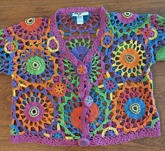 90’s Vintage Colorful Grandma Crochet Long Sleeve Sweater