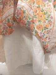 Vintage 70’s Handmade Orange & White Floral Long Prairie Maxi Lined Dress