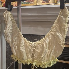 CUIRÉ ivory 100% Silk Camisole XL Regular Polyamide Elastane Lace Trim Tie Front