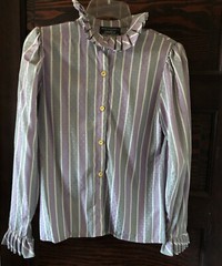 Vintage 80’s PATTY WOODARD Shirt Purple Gray NWOT Size 5/6 Ruffled Neck Sleeves