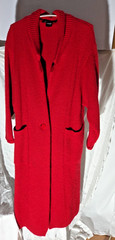 I.B. DIFFUSION Small Cardigan Sweater Coat Bright Red Mohair Blend Oversized/
