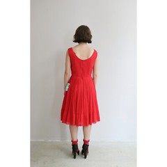 1950s Vintage Deadstock Ro-Nel Red Party Dress Women’s XXS to Extra Small 50s