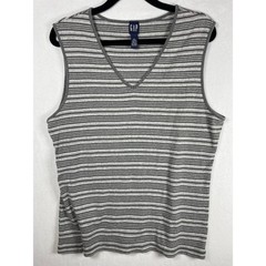 vintage 90s striped gap v-neck boyfriend tank top XL 100% cotton grunge skater